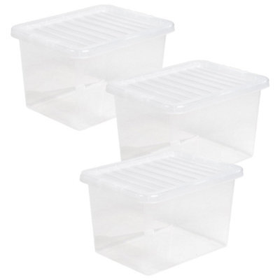 Storm Trading Group 2 X Heavy Duty Multipurpose 20 Litre Home Office Clear Plastic Storage Containers With Lids - image 1
