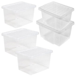 Storm Trading Group 2 X Heavy Duty Multipurpose 20 Litre Home Office Clear Plastic Storage Containers With Lids - thumbnail 2