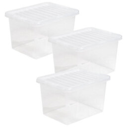 Storm Trading Group 2 X Heavy Duty Multipurpose 20 Litre Home Office Clear Plastic Storage Containers With Lids - thumbnail 1