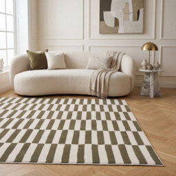 The Rugs Loft Olive And Ivory Striped Living Room Area Rug And Runners Soft Pile - thumbnail 4