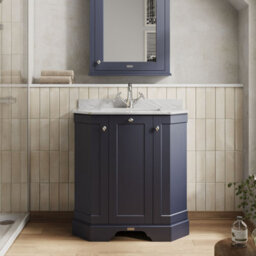 Hudson Reed Floor Standing 3-Door Angled Vanity Unit With 1 Tap Hole Grey Marble Top & Basin, Twilight Blue, 786X470mm - thumbnail 2