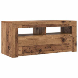 Berkfield Modern Tv Cabinet With Led Lights Old Wood 90X35X40 Cm Engineered Wood - thumbnail 7