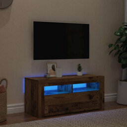 Berkfield Modern Tv Cabinet With Led Lights Old Wood 90X35X40 Cm Engineered Wood - thumbnail 3