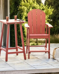 Beliani Garden Bar Chair Adirondack Synthetic Material Red - thumbnail 2