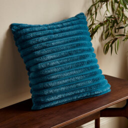 Catherine Lansfield Cosy Ribbed Faux Fur Soft Touch 45X45Cm Cushion Teal Green - thumbnail 1