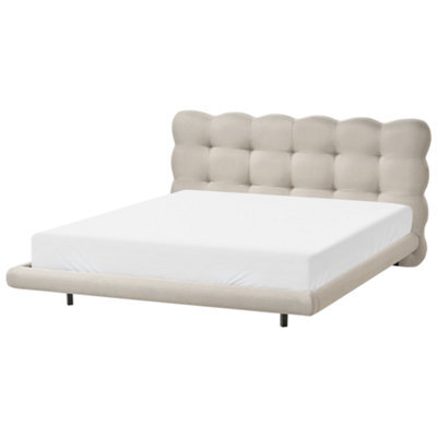 Beliani Bed Fabric Soulisse 160 X 200 Cm (Eu King Size) Beige - image 1