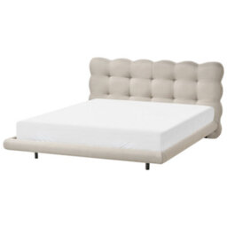 Beliani Bed Fabric Soulisse 160 X 200 Cm (Eu King Size) Beige - thumbnail 1