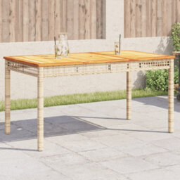 Walplus Garden Table Beige 140X80X75 Cm Poly Rattan Acacia Wood - thumbnail 1