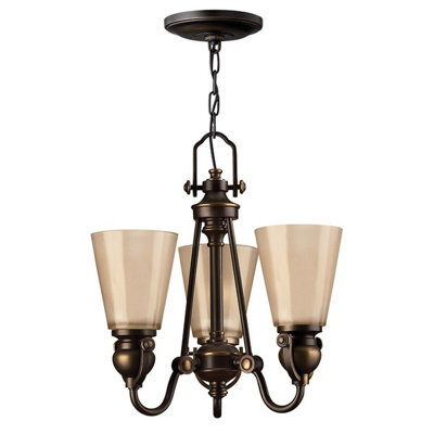Elegant 3 Bulb Olde Bronze Chandelier Pendant Light - Led E27 60W