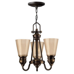 Elegant 3 Bulb Olde Bronze Chandelier Pendant Light - Led E27 60W