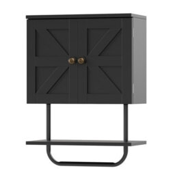 Costway Bathroom Wall Cabinet Wall-Mounted Medicine Cabinet-Black - thumbnail 7