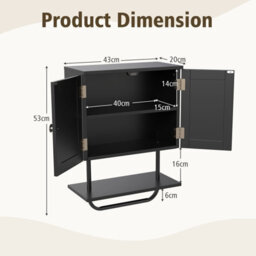Costway Bathroom Wall Cabinet Wall-Mounted Medicine Cabinet-Black - thumbnail 2