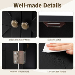 Costway Bathroom Wall Cabinet Wall-Mounted Medicine Cabinet-Black - thumbnail 4