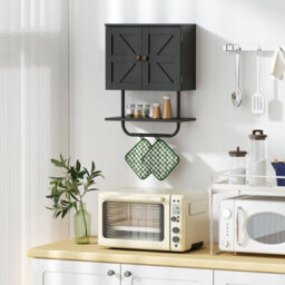 Costway Bathroom Wall Cabinet Wall-Mounted Medicine Cabinet-Black - thumbnail 9