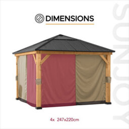 Replacement Curtain For Sunjoy Cedar Wood Gazebo - 273Cm X 273Cm, Khaki - thumbnail 5