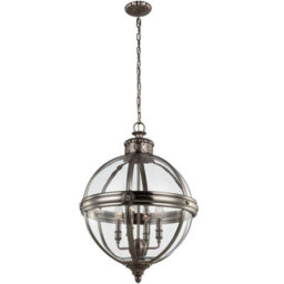 Elegant 4-Bulb Antique Nickel Chandelier Pendant Light With Led E14 60W Bulbs