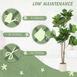 Homcom 180Cm Artificial Fiddle Leaf Fig Tree, Realistic Fake Plant, Green - thumbnail 5