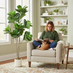 Homcom 180Cm Artificial Fiddle Leaf Fig Tree, Realistic Fake Plant, Green - thumbnail 1