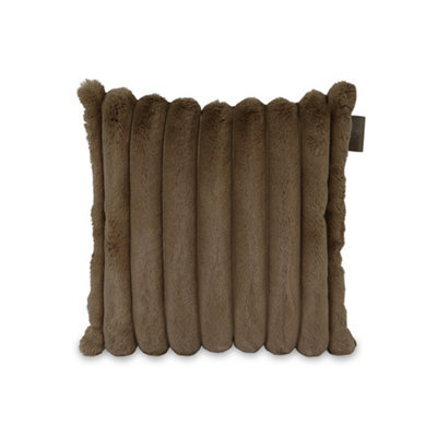 rucomfy Beanbags Rucomfy Ribbed Faux Fur 45X45Cm  Cushion - Chocolate Cosy Luxury Home Decor Pillow - image 1