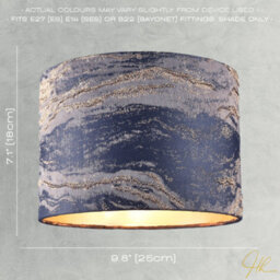 Happy Homewares Navy Blue Jacquard Cotton Lamp Shade With Gold Leaf Foil Wavy Decor - thumbnail 7