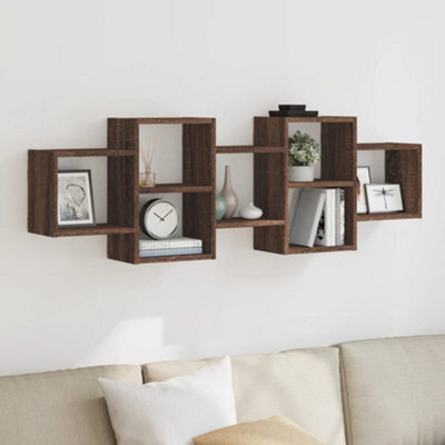 Berkfield Wall Shelf Brown Oak 129X18X42 Cm Engineered Wood - image 1