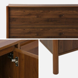 Sweeek - Wood Decor Sideboard 3 Doors 140Cm Harmony Walnut 140X42X78 Cm - thumbnail 4