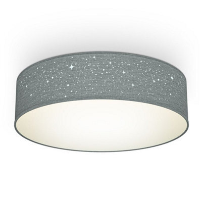 B.k.licht Bulb Socket E27 Grey Fabric Shade Ceiling Lamp (Dia)38Cm - image 1