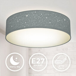 B.k.licht Bulb Socket E27 Grey Fabric Shade Ceiling Lamp (Dia)38Cm - thumbnail 2