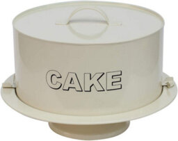 Simpa 2Pc Metal Vintage Style Antique Cream Cake Carrier With Stand.