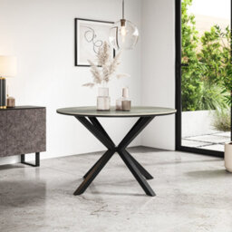 More4Homes Calne Light Grey Ceramic Round Dining Table & 4 Anika Velvet Black Chairs - thumbnail 8