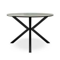 More4Homes Calne Light Grey Ceramic Round Dining Table & 4 Anika Velvet Black Chairs - thumbnail 3