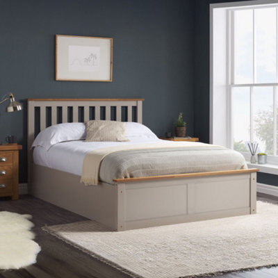 Phoenix Pearl Grey Wooden Ottoman Storage Bed Frame Only - 4Ft Small Double - image 1