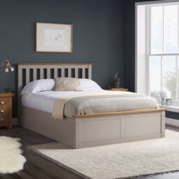 Phoenix Pearl Grey Wooden Ottoman Storage Bed Frame Only - 4Ft Small Double