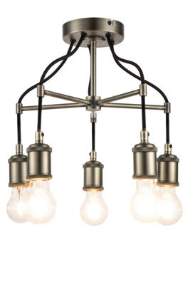 GoodHome Round Brushed Satin Metal Pewter Effect 5 Lamp Led Ceiling Light - image 1