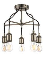 GoodHome Round Brushed Satin Metal Pewter Effect 5 Lamp Led Ceiling Light - thumbnail 3
