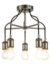 GoodHome Round Brushed Satin Metal Pewter Effect 5 Lamp Led Ceiling Light - thumbnail 1