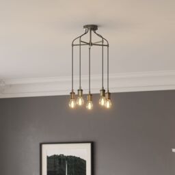 GoodHome Round Brushed Satin Metal Pewter Effect 5 Lamp Led Ceiling Light - thumbnail 2