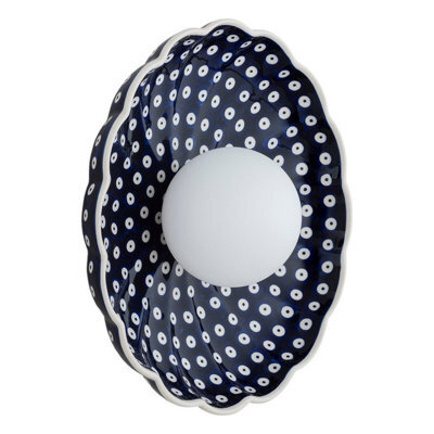 Luminosa Lighting Luminosa Boll Handmade Shell 28Cm Wall Lamp Deep Cobalt Blue, White Dots G9, Ip44 - image 1