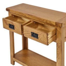 The Furniture Market Rustic Oak 2 Drawers Hall Table - thumbnail 6