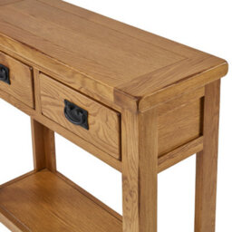 The Furniture Market Rustic Oak 2 Drawers Hall Table - thumbnail 7