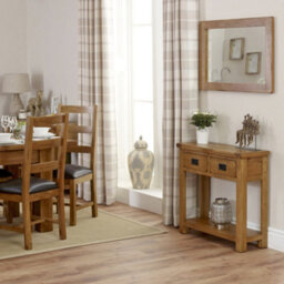 The Furniture Market Rustic Oak 2 Drawers Hall Table - thumbnail 4