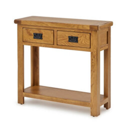 The Furniture Market Rustic Oak 2 Drawers Hall Table - thumbnail 5