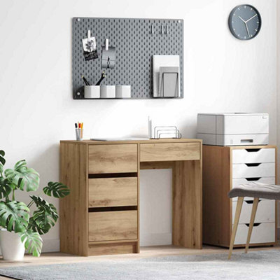 Berkfield Brown Writing Desk Artisan Oak Engineered Wood Compact Storage - image 1