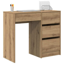 Berkfield Brown Writing Desk Artisan Oak Engineered Wood Compact Storage - thumbnail 3