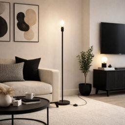 CGC Interiors Cgc Lena Matt Black Straight Floor Lamp - thumbnail 4