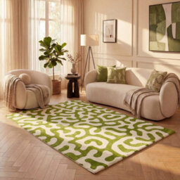The Rugs Joli Green And White Abstract Doodle Rug Soft Dense Pile Easy To Clean And Pet Friendly For Living Rooms And Bedrooms - thumbnail 8