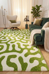 The Rugs Joli Green And White Abstract Doodle Rug Soft Dense Pile Easy To Clean And Pet Friendly For Living Rooms And Bedrooms - thumbnail 4
