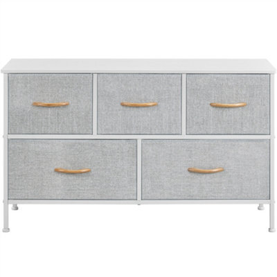 Yaheetech Fabric Chest Of Drawers With 5 Drawers And Sturdy Metal Frame Light Grey - image 1