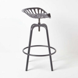 Homescapes Vintage Style Metal Grey Adjustable Tractor Seat Bar Stool - thumbnail 4