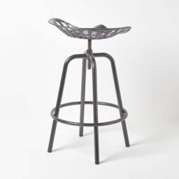 Homescapes Vintage Style Metal Grey Adjustable Tractor Seat Bar Stool - thumbnail 5